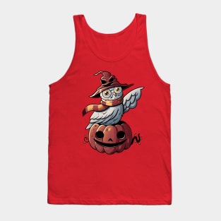 Spooky Magic Cute Funny Pumpkin Owl Tank Top